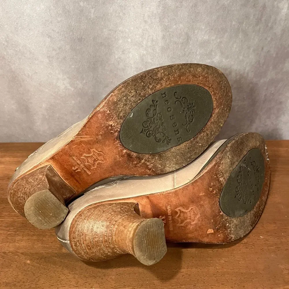 Neosens Taupe Rococo Lace-Up Ribbon Heels size 37 / US 6.5